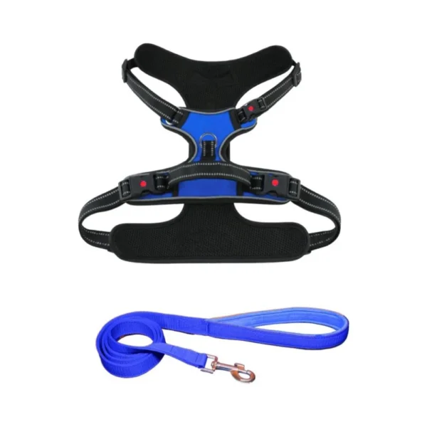 Saway Pet Store Premium Orange Dog Chest Harness and Matching Leash Set with Reflective Straps and Breathable Mesh