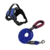 Saway Pet Store Premium Blue Dog Harness with Matching Padded Handle Rope Leash – Features Reflective Safety Strips and Durable Nylon PP Material