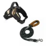 Saway Pet Store Army Dog Harness and Black Padded Rope Leash Set with Reflective Stitching and Heavy Duty Buckles