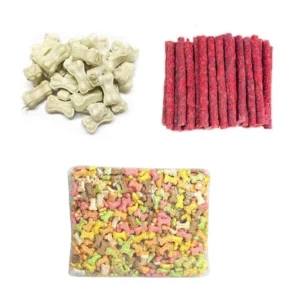 Saway Pet Store Money Saver Combo Pack for Dogs – Including Calcium Bones, Mutton Munchies Sticks, and Colorful Mixed Biscuits